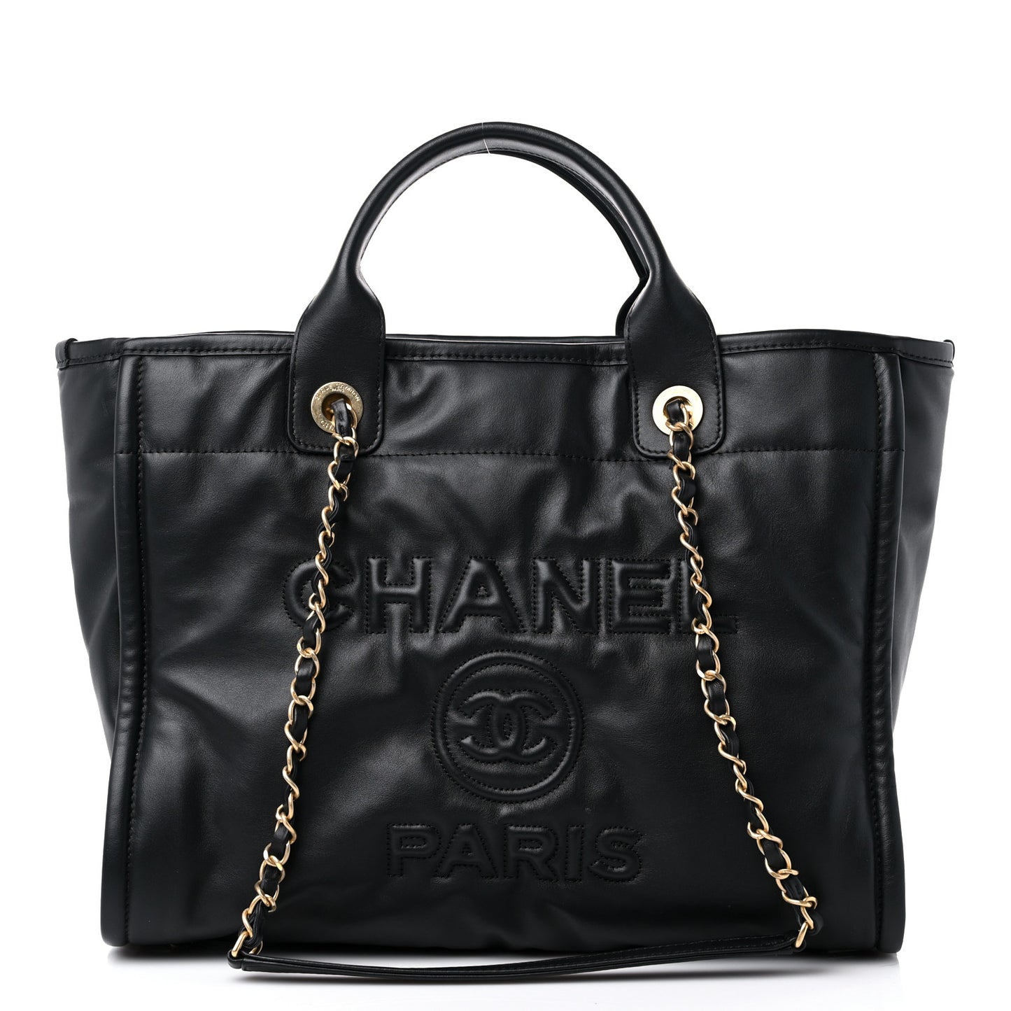 Calfskin Small Deauville Tote Black