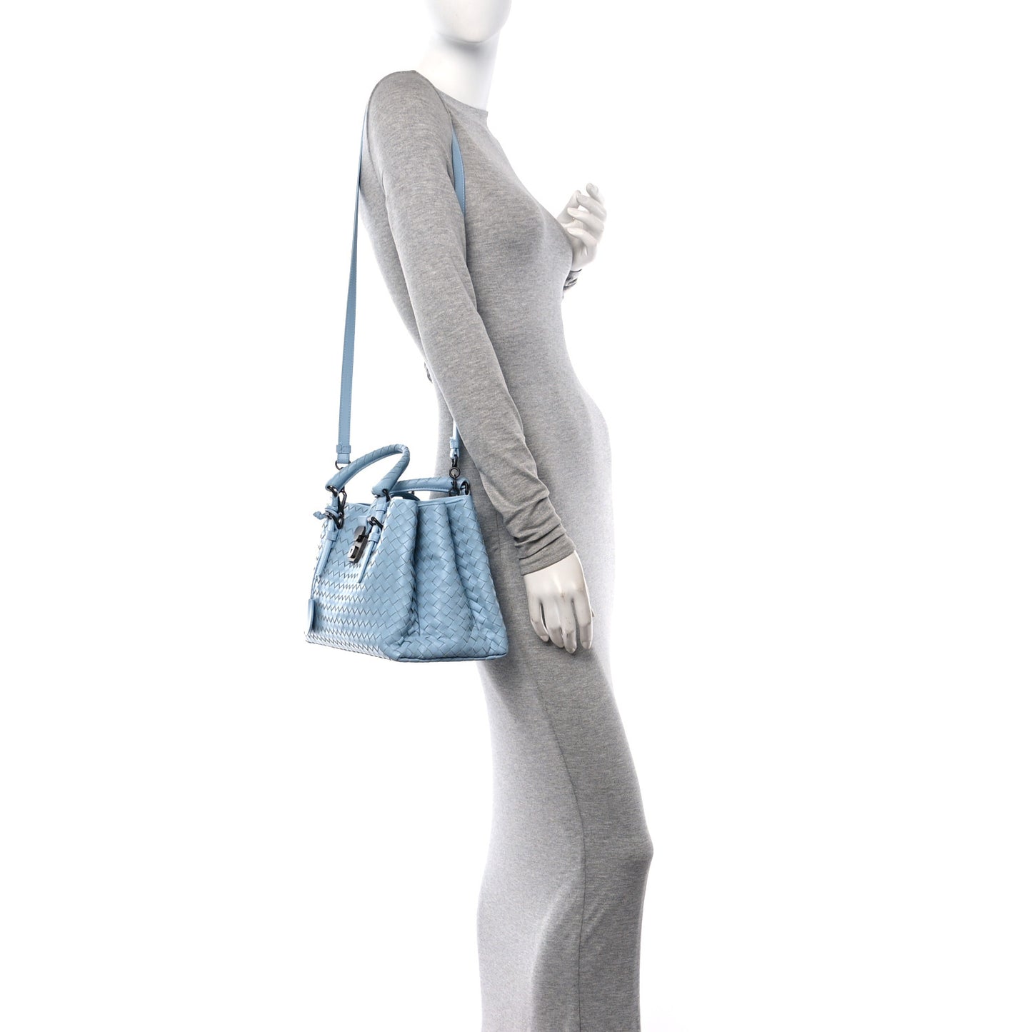 Light Calf Intrecciato Small Roma Topazio