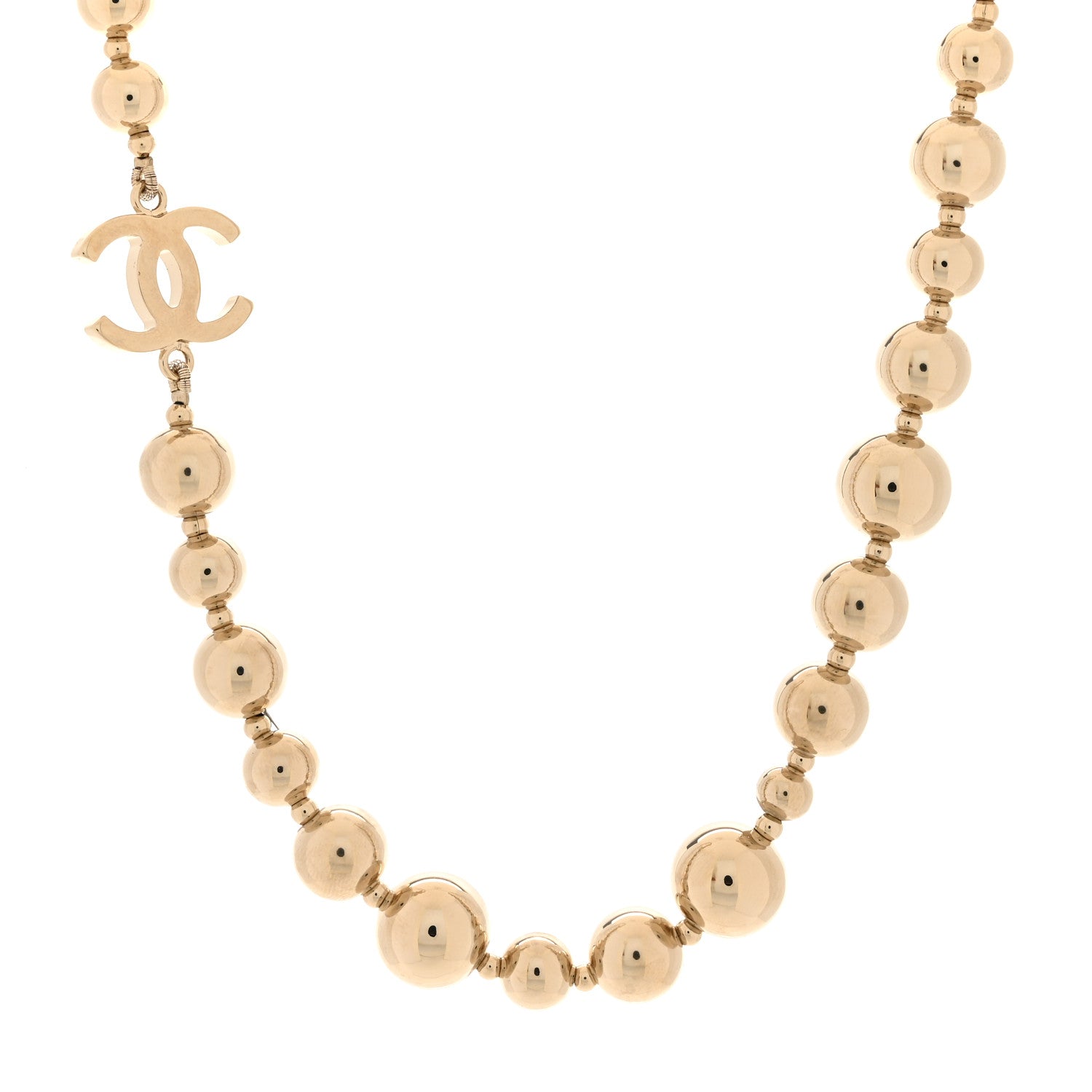Chanel Metal Bead CC Necklace Gold 1 of 5
