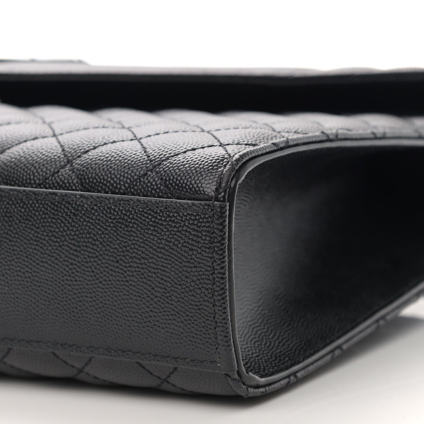 Grain De Poudre Textured Mixed Matelasse Large Triquilt Monogram Monochrome Satchel Black