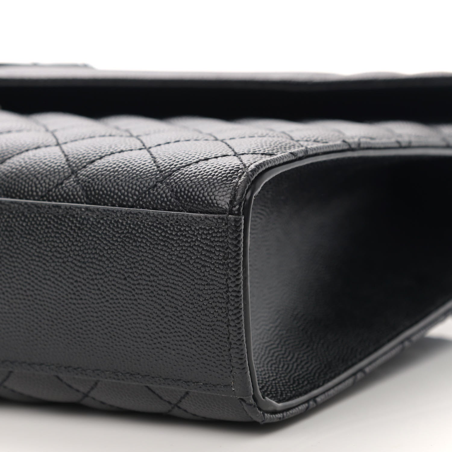 Saint Laurent Grain De Poudre Textured Mixed Matelasse Large Triquilt Monogram Monochrome Satchel Black 10 of 11