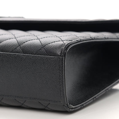 Saint Laurent Grain De Poudre Textured Mixed Matelasse Large Triquilt Monogram Monochrome Satchel Black 10 of 11
