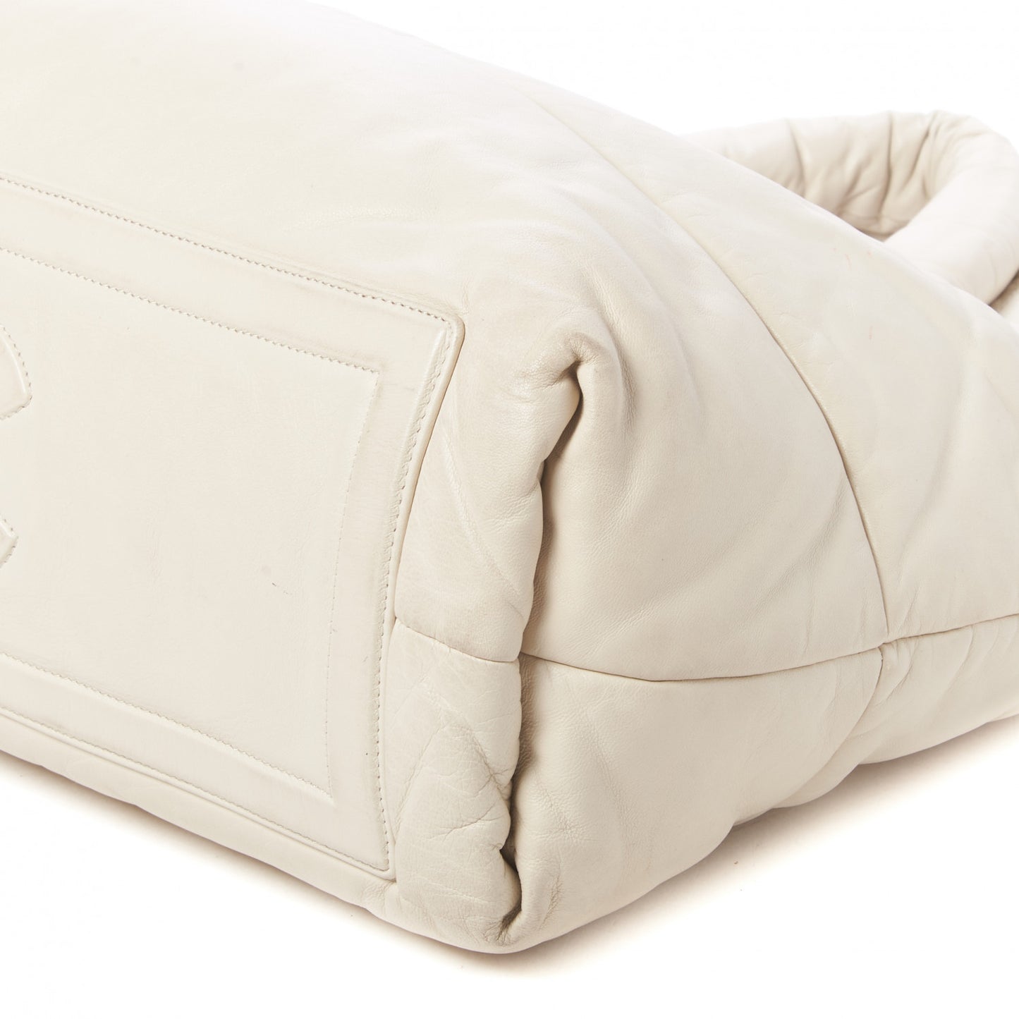 Lambskin Quilted Large Coco Cocoon Tote White Burgundy