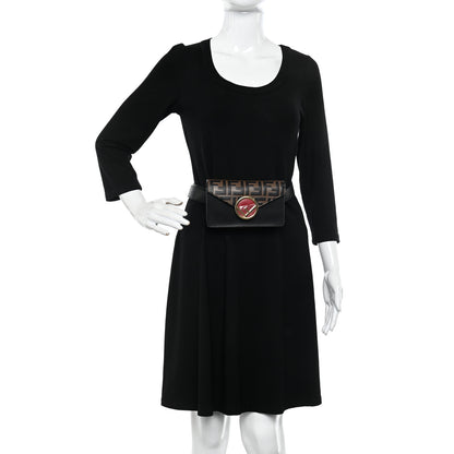 Fendi Vitello Liberty F is Fendi Bi-Color FF 1974 Embossed Envelope Belt Bag Maya Black 2 of 10