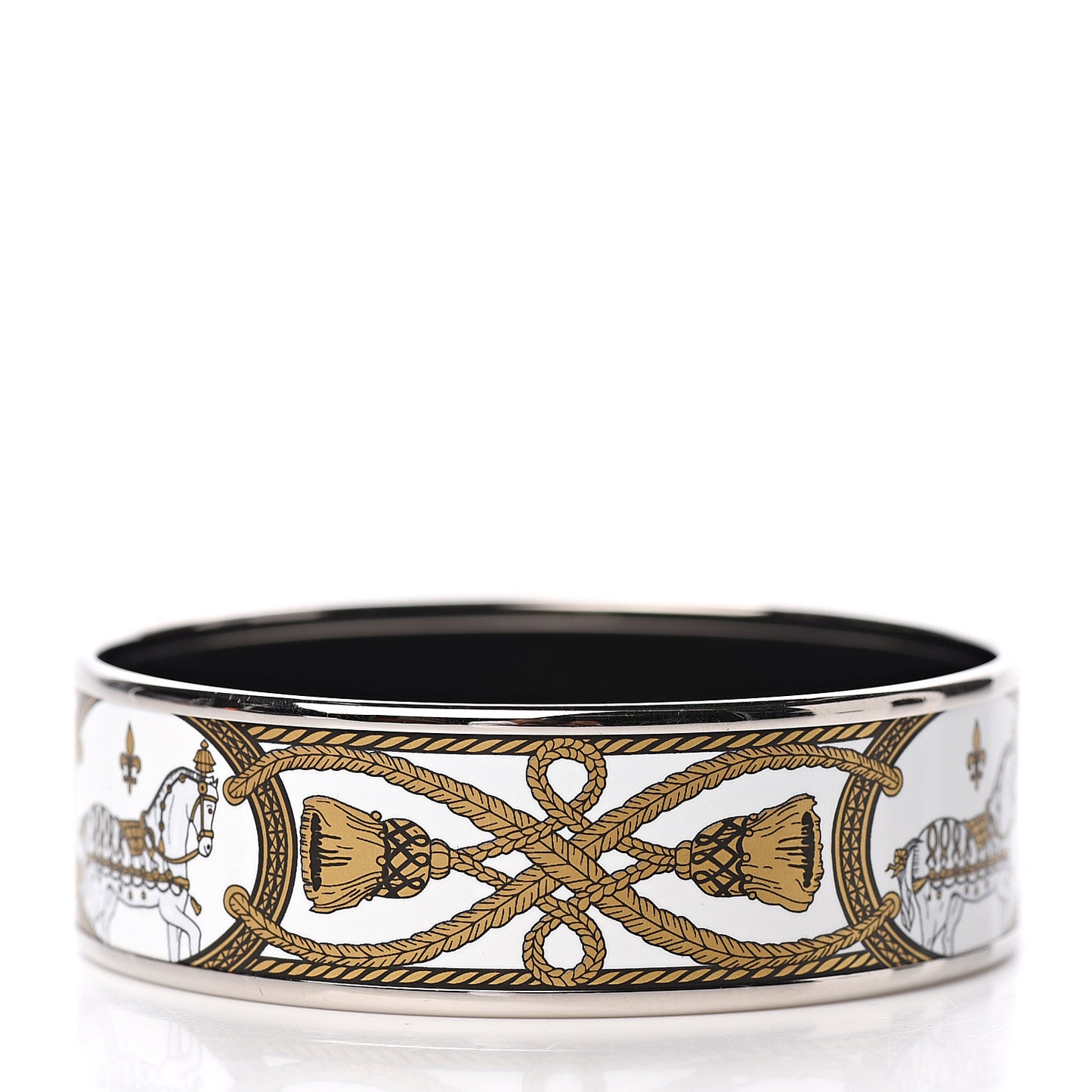Enamel Printed Wide Grand Apparat Bracelet 62 White