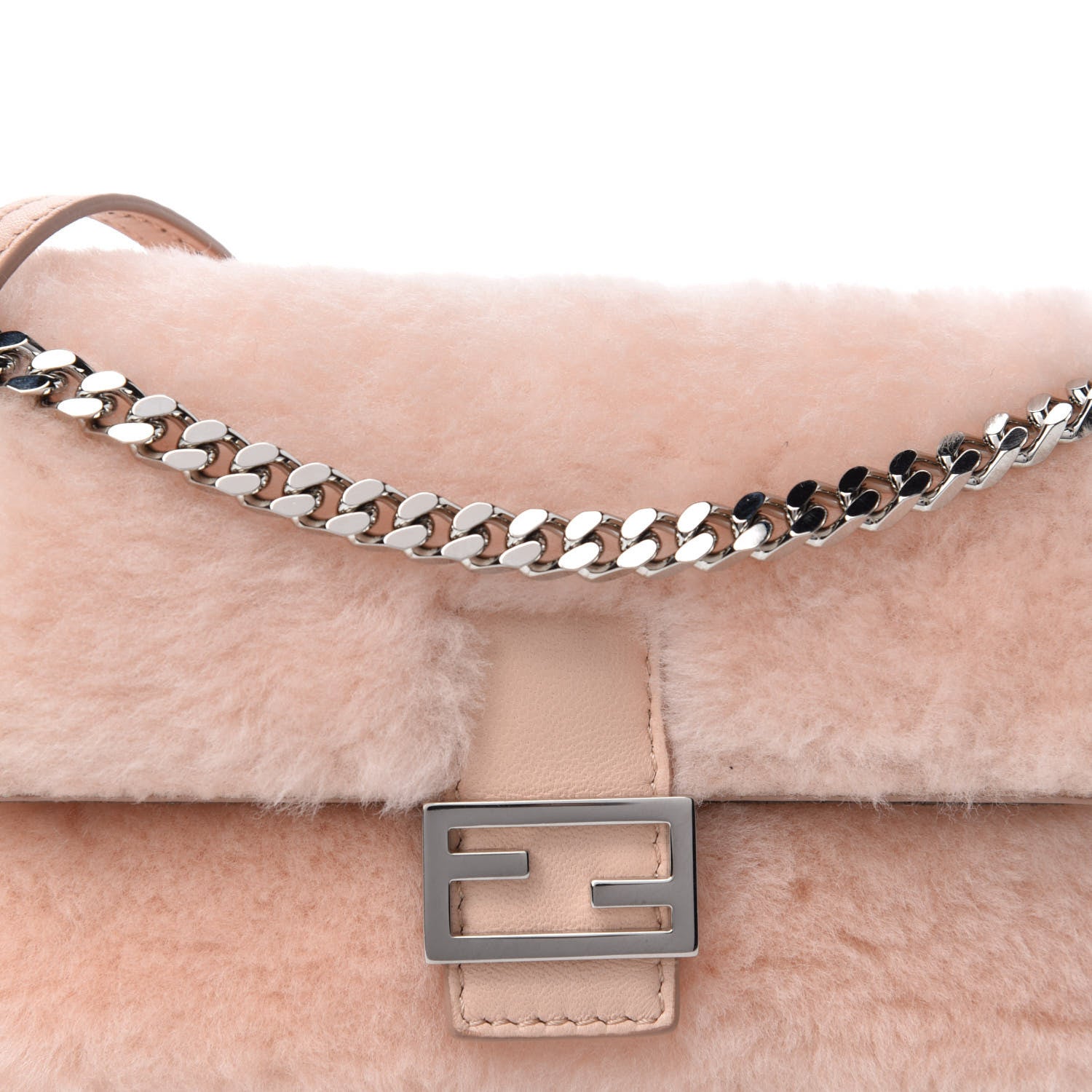 Fendi Shearling Shiny Nappa Micro Baguette Light Rose 9 of 9