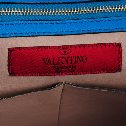 Valentino Garavani Nappa Medium Rockstud Soft Tote Blue Fluo 6 of 7