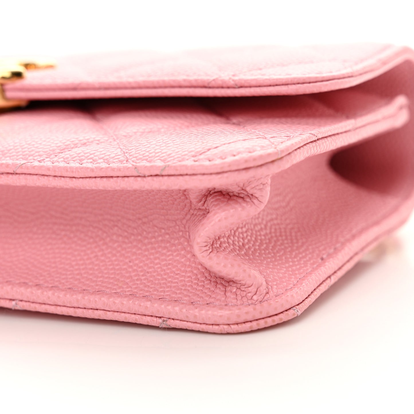 Caviar Quilted Flap Phone Holder With Chain Light Pink