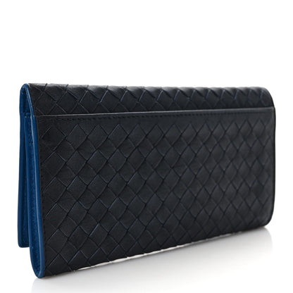 Bottega Veneta Nappa Intrecciato Continental Flap Wallet Black Blue 3 of 8
