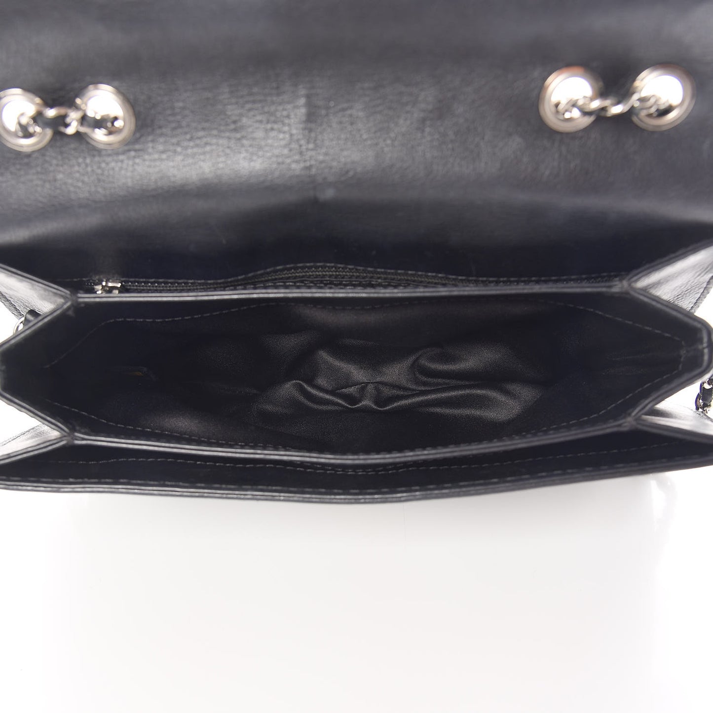 Calfskin Stitch Medium Flap Black