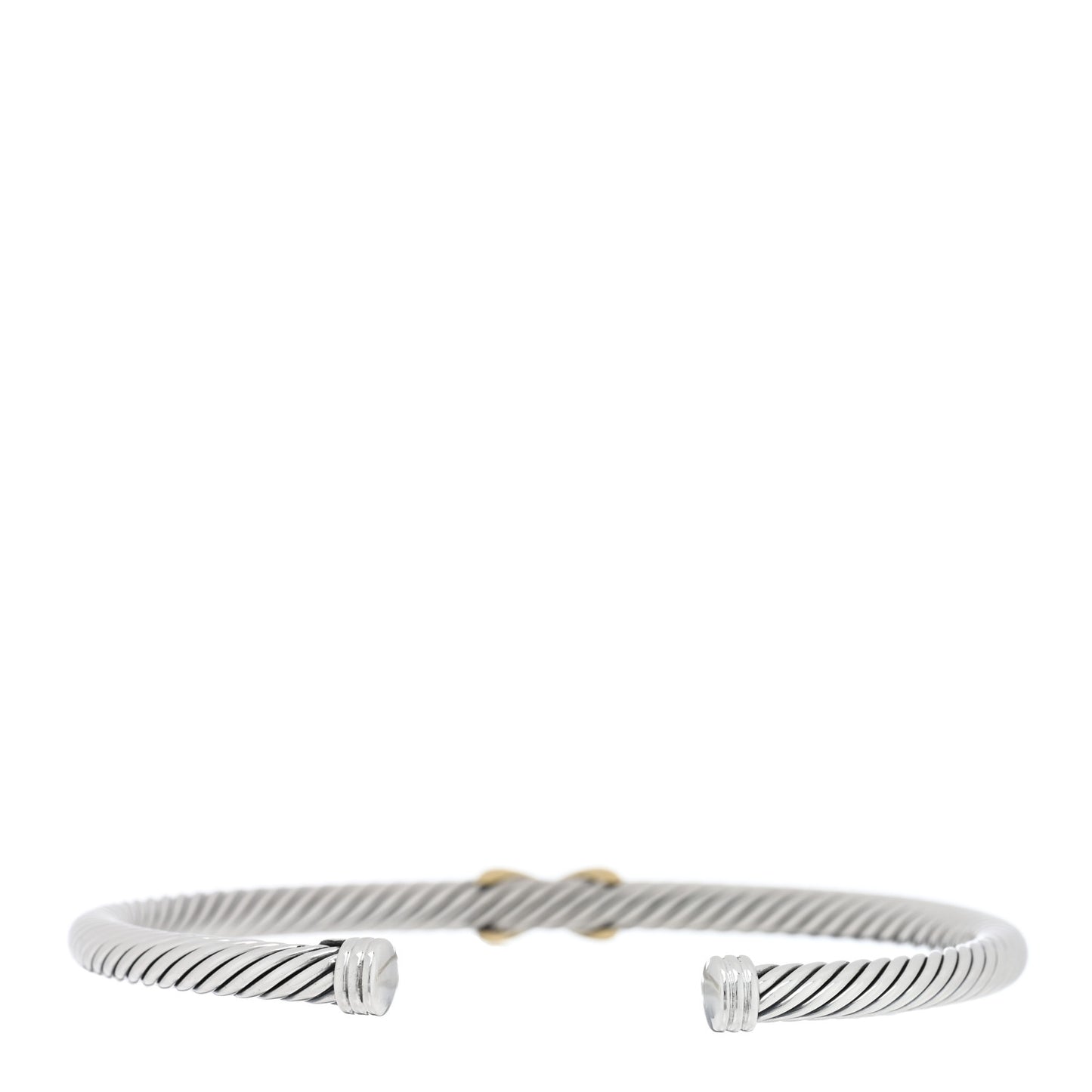 Sterling Silver 14K Yellow Gold 4mm X Station Cable Bracelet
