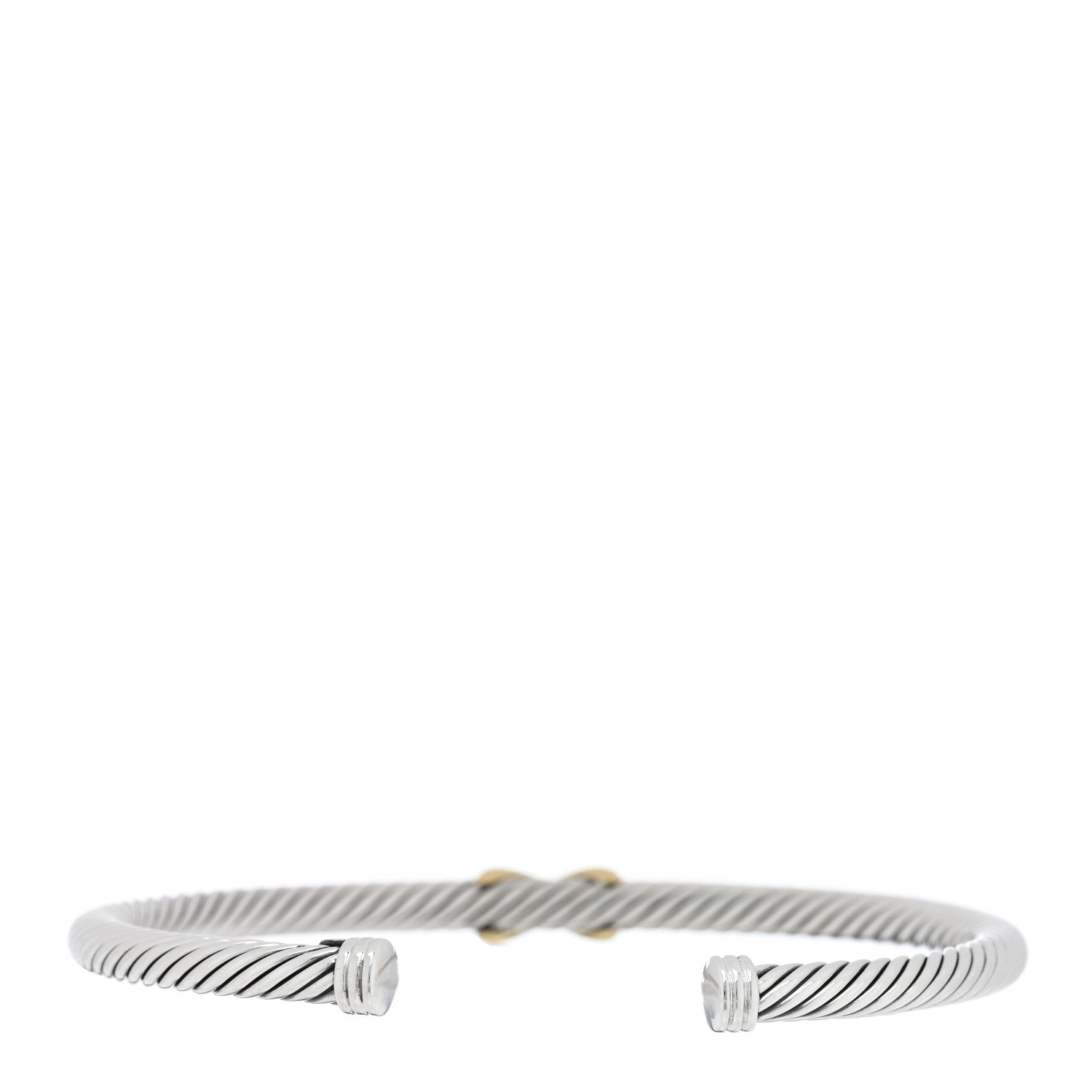 David Yurman Sterling Silver 14K Yellow Gold 4mm X Station Cable Bracelet 2 of 3