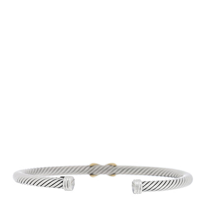 David Yurman Sterling Silver 14K Yellow Gold 4mm X Station Cable Bracelet 2 of 3