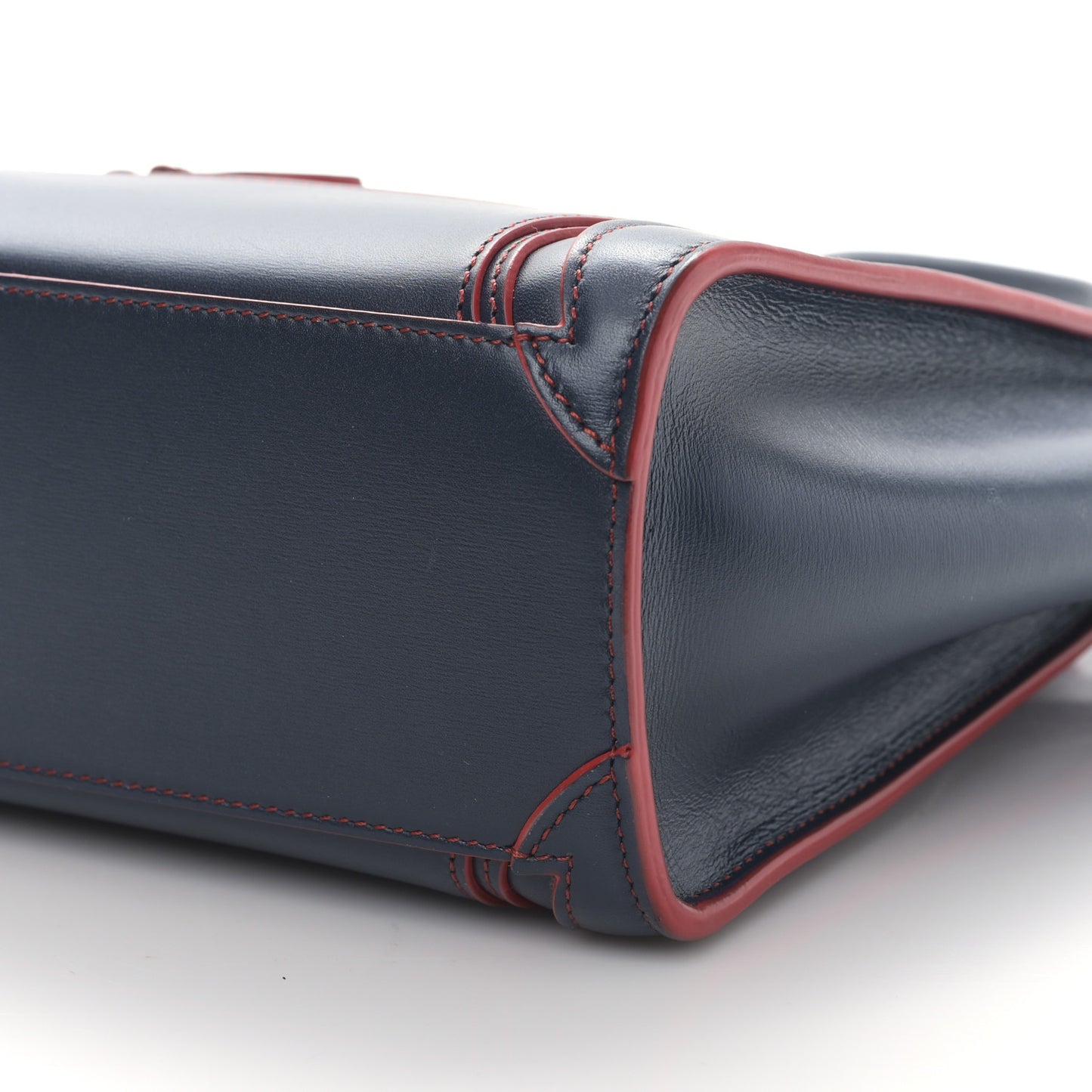 Smooth Calfskin Nano Luggage Navy Blue Red