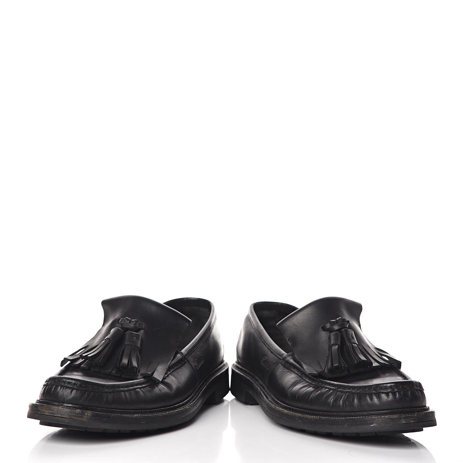 Gucci Calfskin Mens Tassel Fringe Loafers 7.5 Black 9 of 21