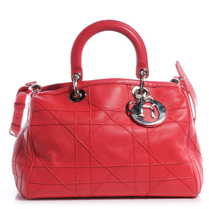 Christian Dior Lambskin Cannage Granville Polochon Geranium 1 of 9