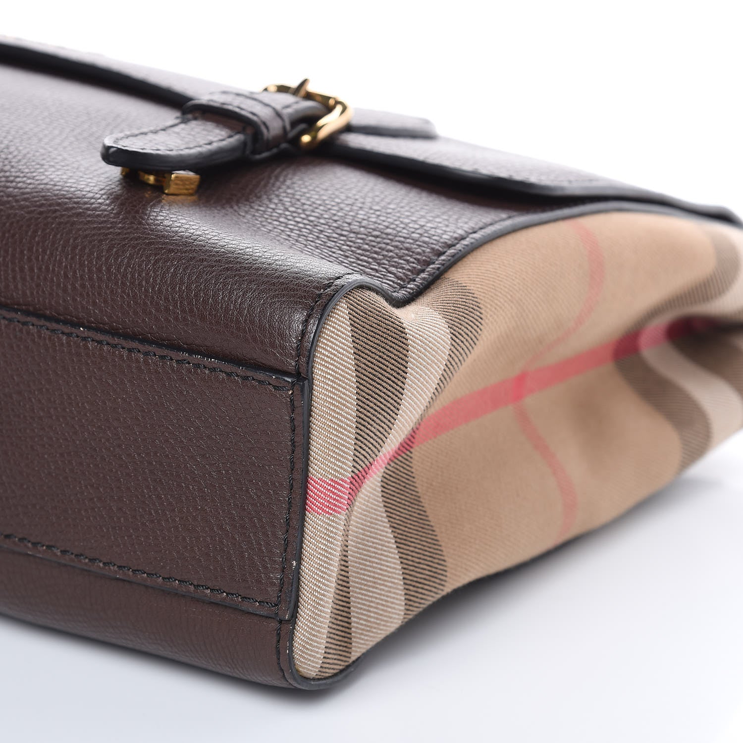Burberry Grainy Calfskin House Check Ethan Satchel Oak Brown 8 of 12