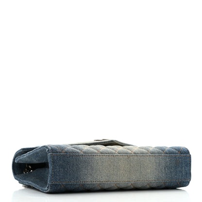 Saint Laurent Denim Mixed Matelasse Triquilt Medium Monogram Envelope Satchel Blue 4 of 13