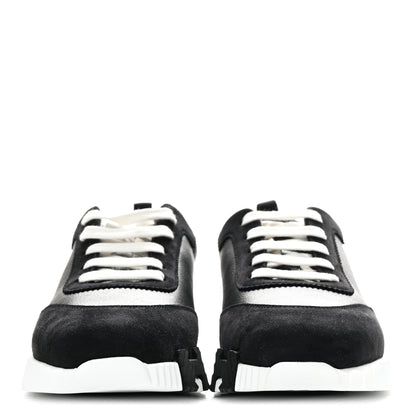 Hermes Goatskin Suede Goatskin Bouncing Sneakers 38.5 Black 3 of 10