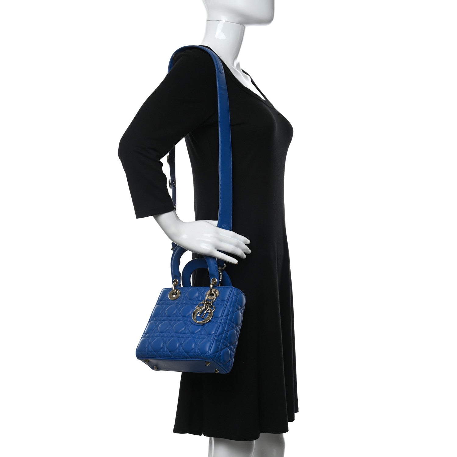 Christian Dior Lambskin Cannage Small Lucky Badges My Lady Dior Blue 2 of 10