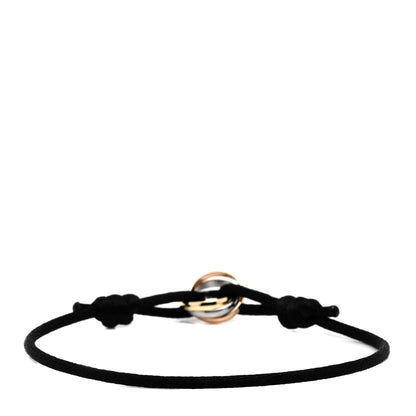 Cartier 18K Pink Yellow White Gold Trinity Adjustable Cord Bracelet Black 3 of 6