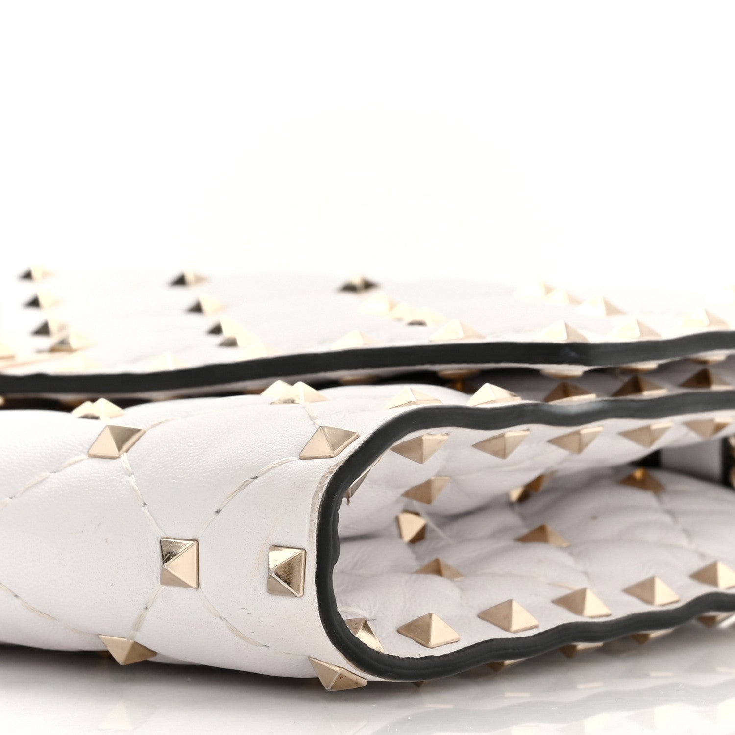 Valentino Garavani Nappa Rockstud Spike Wallet On Chain Optic White 8 of 9