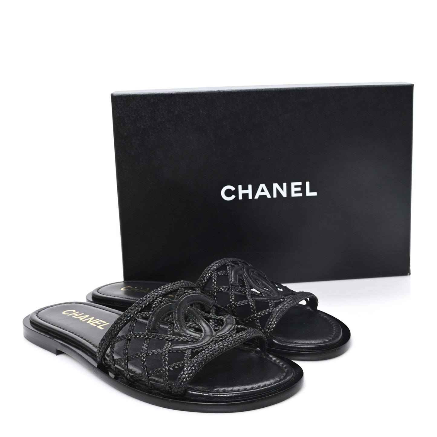 Lambskin Braided CC Mules 40 Black