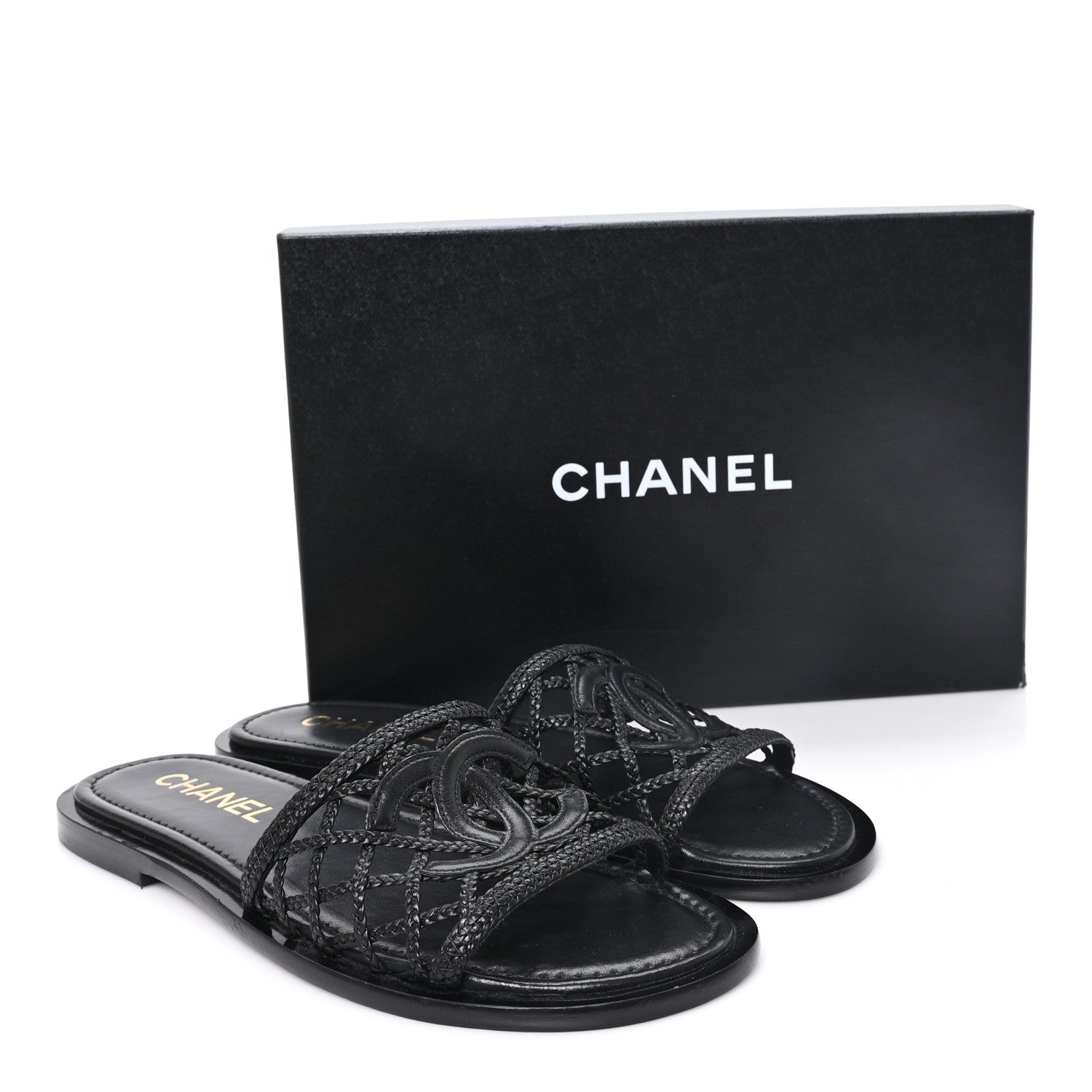 Chanel Lambskin Braided CC Mules 40 Black 9 of 9