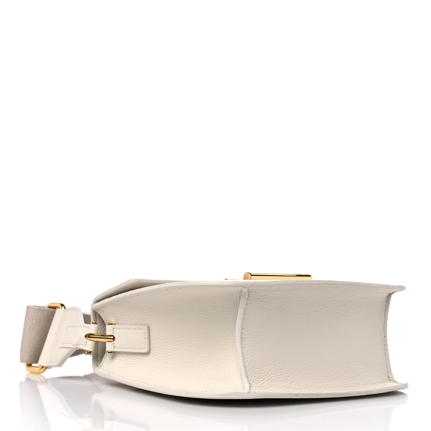 Grained Calfskin T Clasp Tara Crossbody Bag White