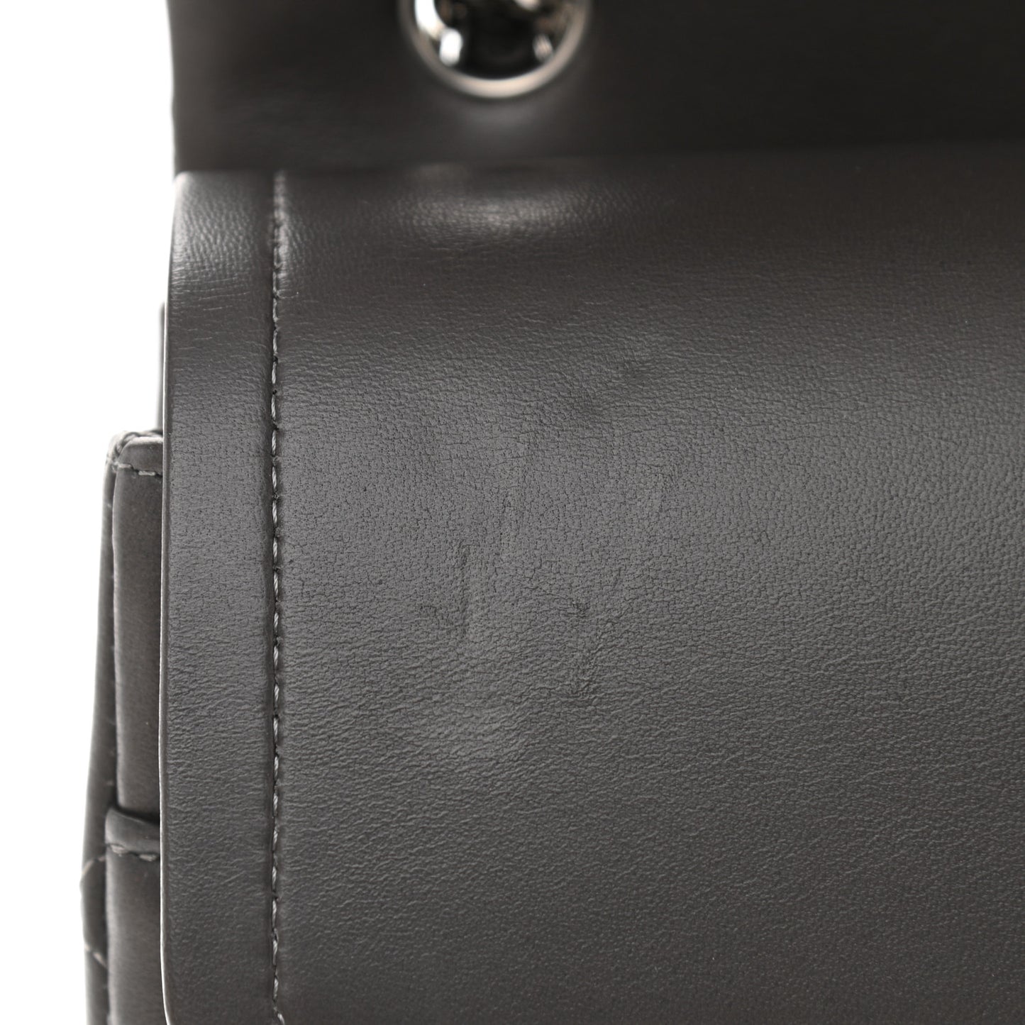 Lambskin Quilted Jumbo Double Flap Dark Grey