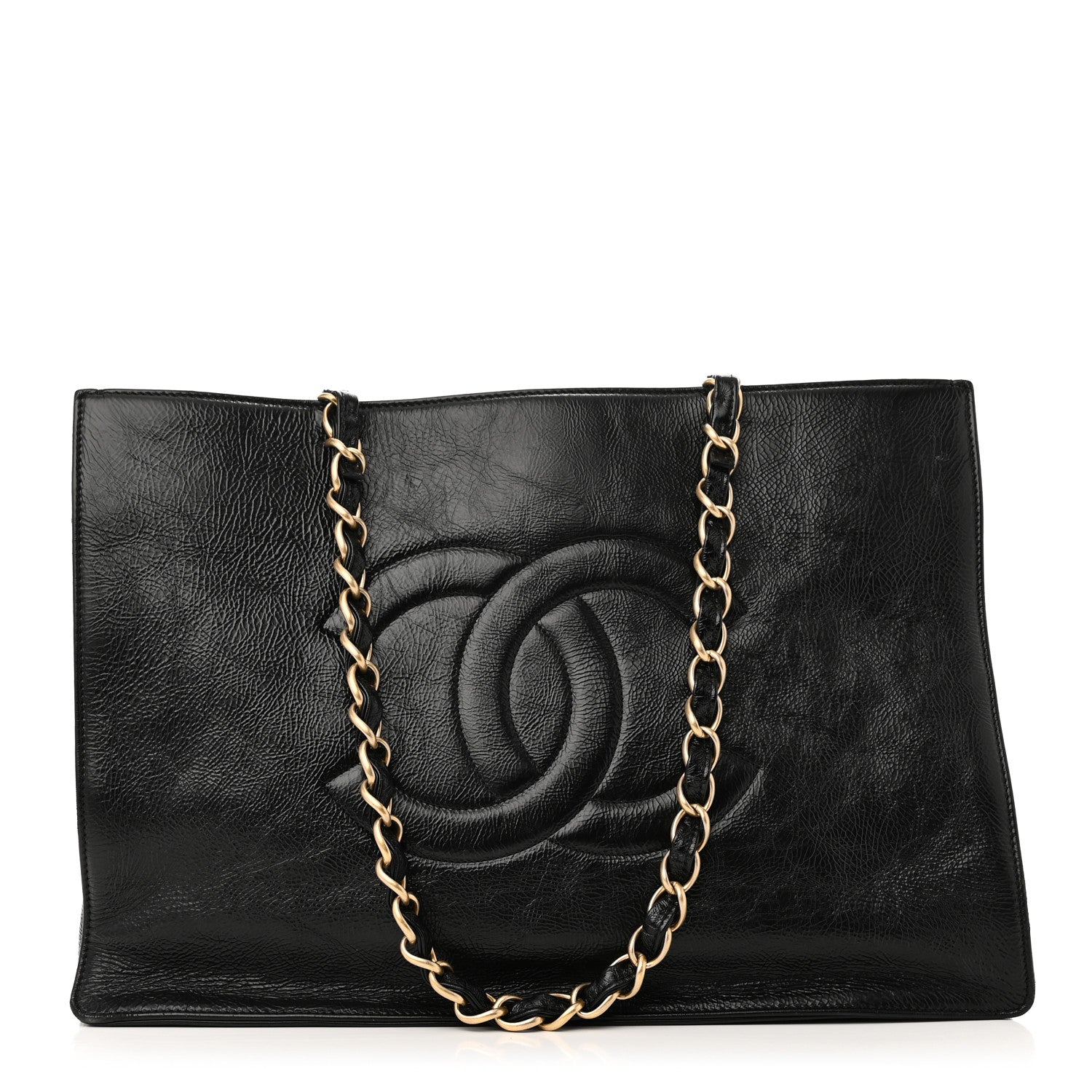 Chanel Glazed Aged Calfskin CC Tote Black 1 of 10