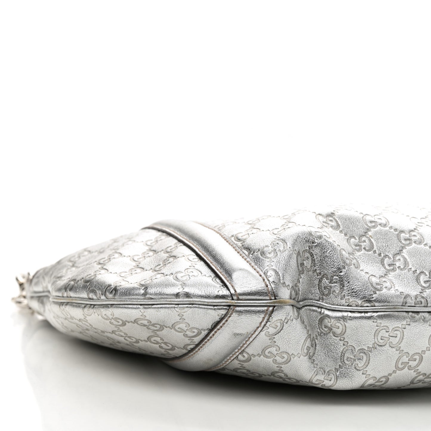 Metallic Guccissima Medium Britt Tote Silver