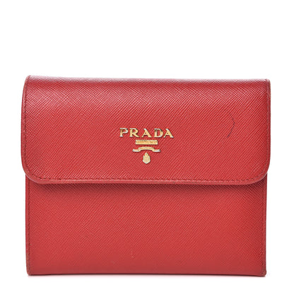 Prada Saffiano Metal Flap Wallet Fuoco 1 of 14