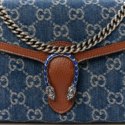 Gucci New Denim GG Monogram Dollar Calfskin Enamel Mini Dionysus Chain Wallet Blue Tea Cuir Epilog Electric Blue 8 of 10