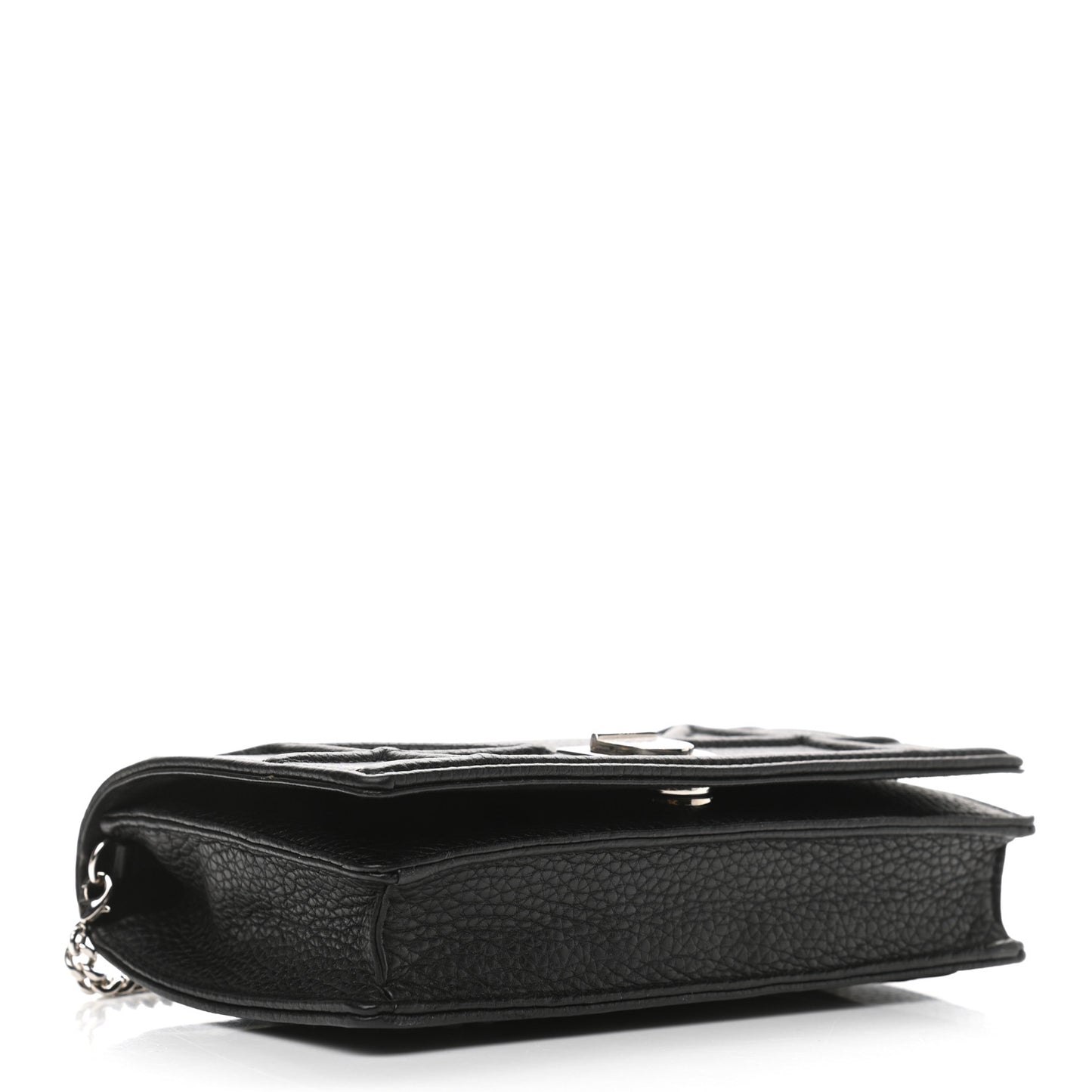 Grained Calfskin Diorama Wallet on Chain Pouch Black