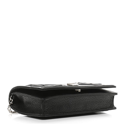 Christian Dior Grained Calfskin Diorama Wallet on Chain Pouch Black 4 of 10