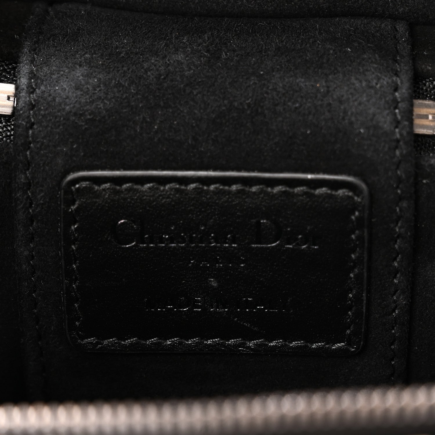 Christian Dior Calfskin Macro Houndstooth Embossed Micro Lady Dior Vanity Case Black White 6 of 9