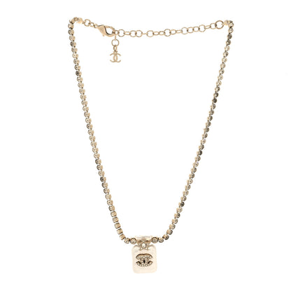 Chanel Pearl Resin Crystal CC Perfume Bottle Necklace Gold Pearly White 3 of 5