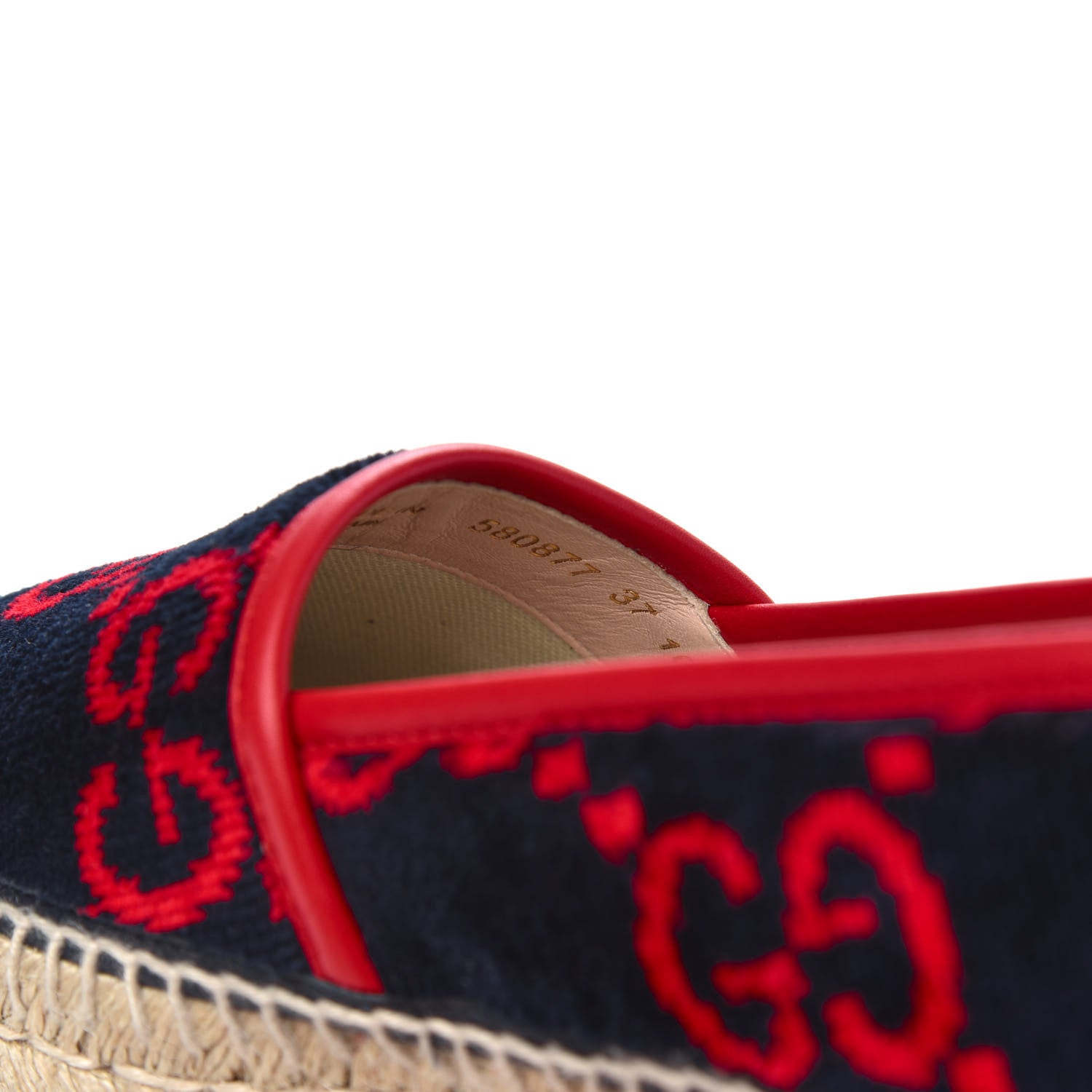 Gucci Terry Cloth GG Monogram Espadrilles 37 Blue Red 8 of 9