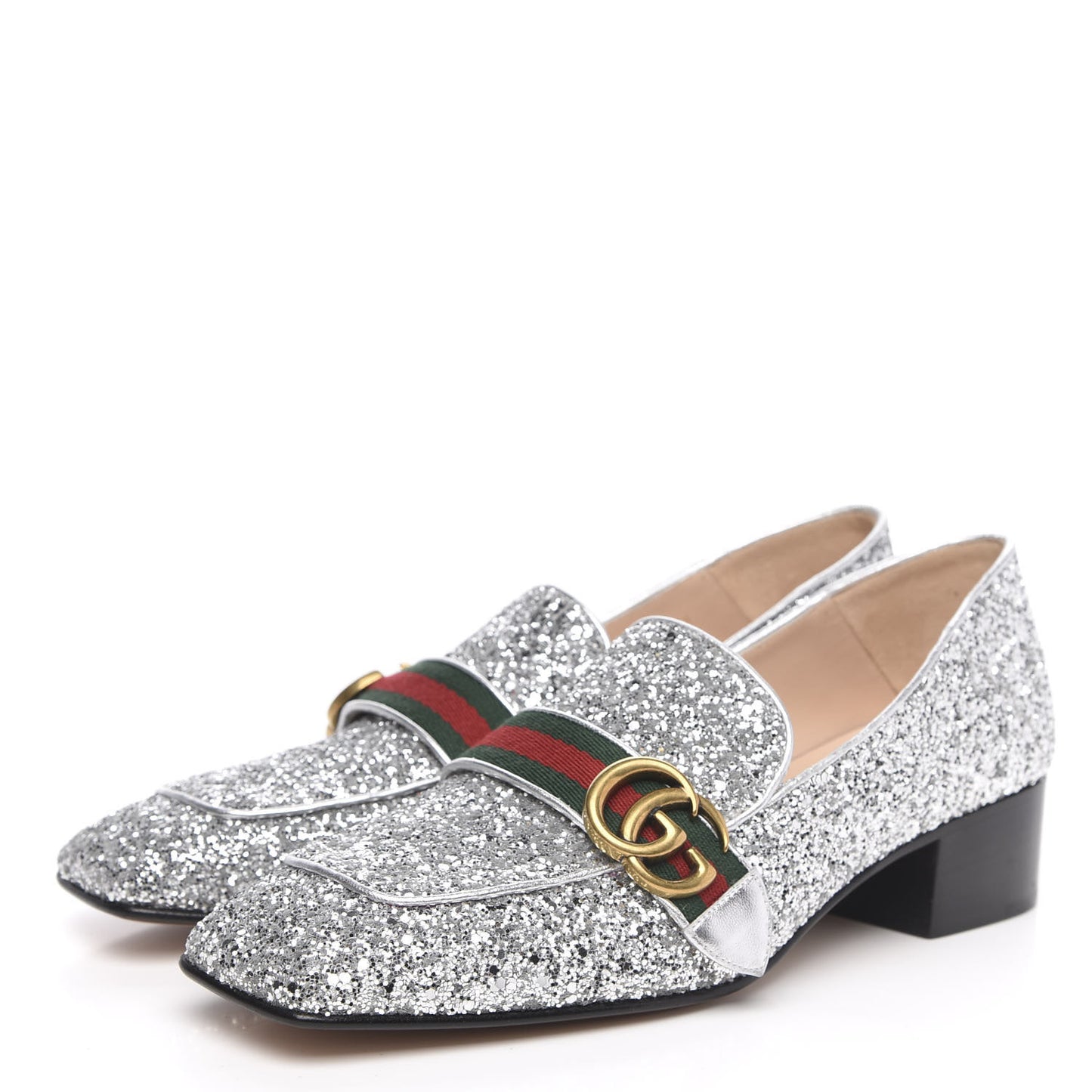 Glitter Web Peyton Loafers 40.5 Silver