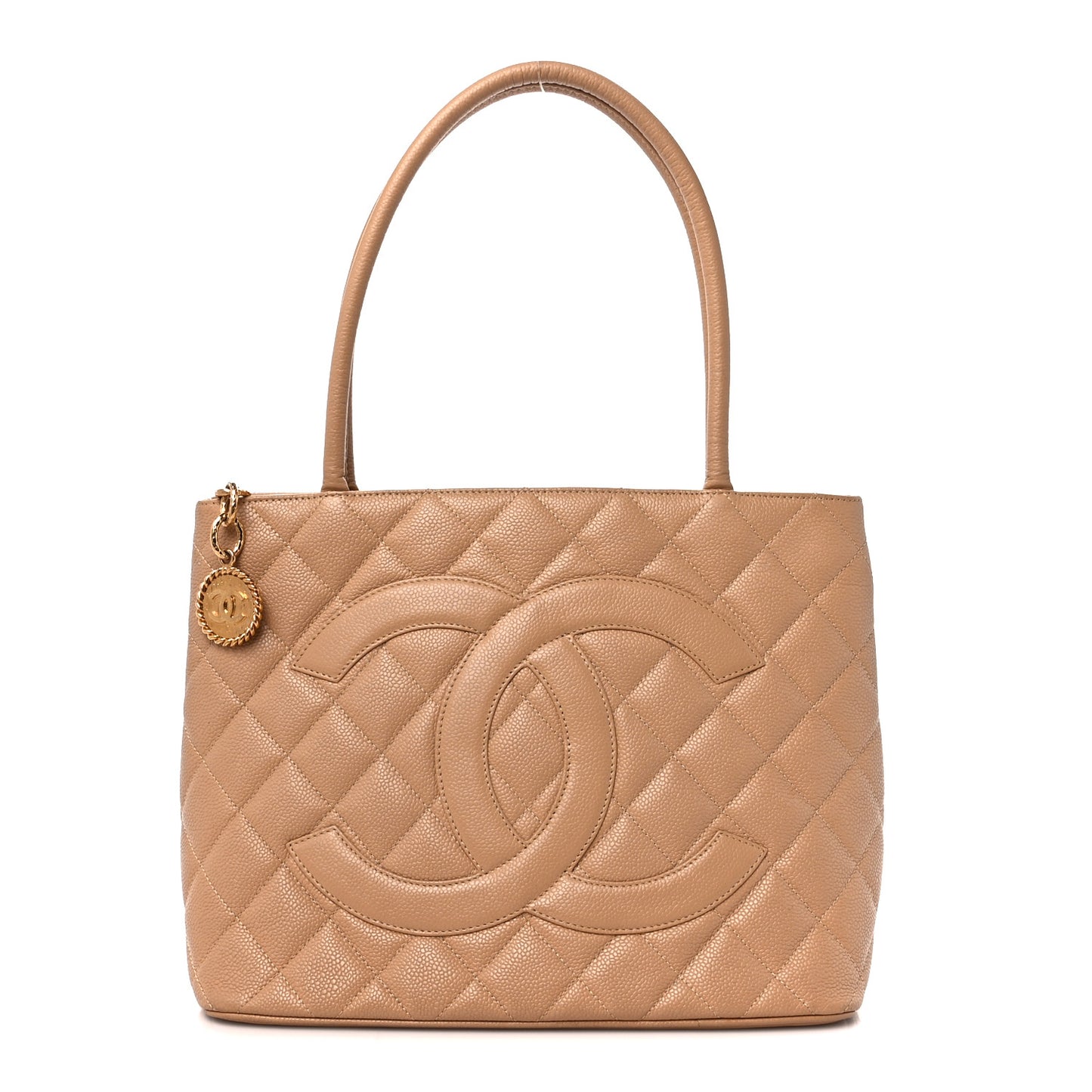 Caviar Quilted Medallion Tote Beige