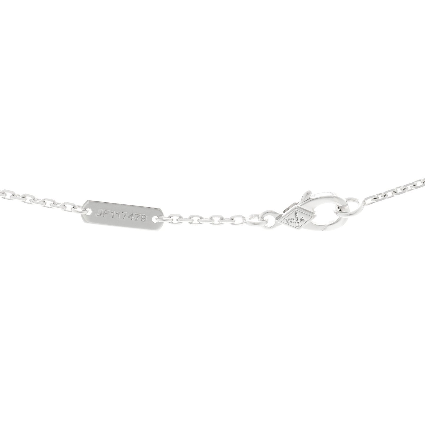 18k White Gold Chalcedony Vintage Alhambra Pendant Necklace