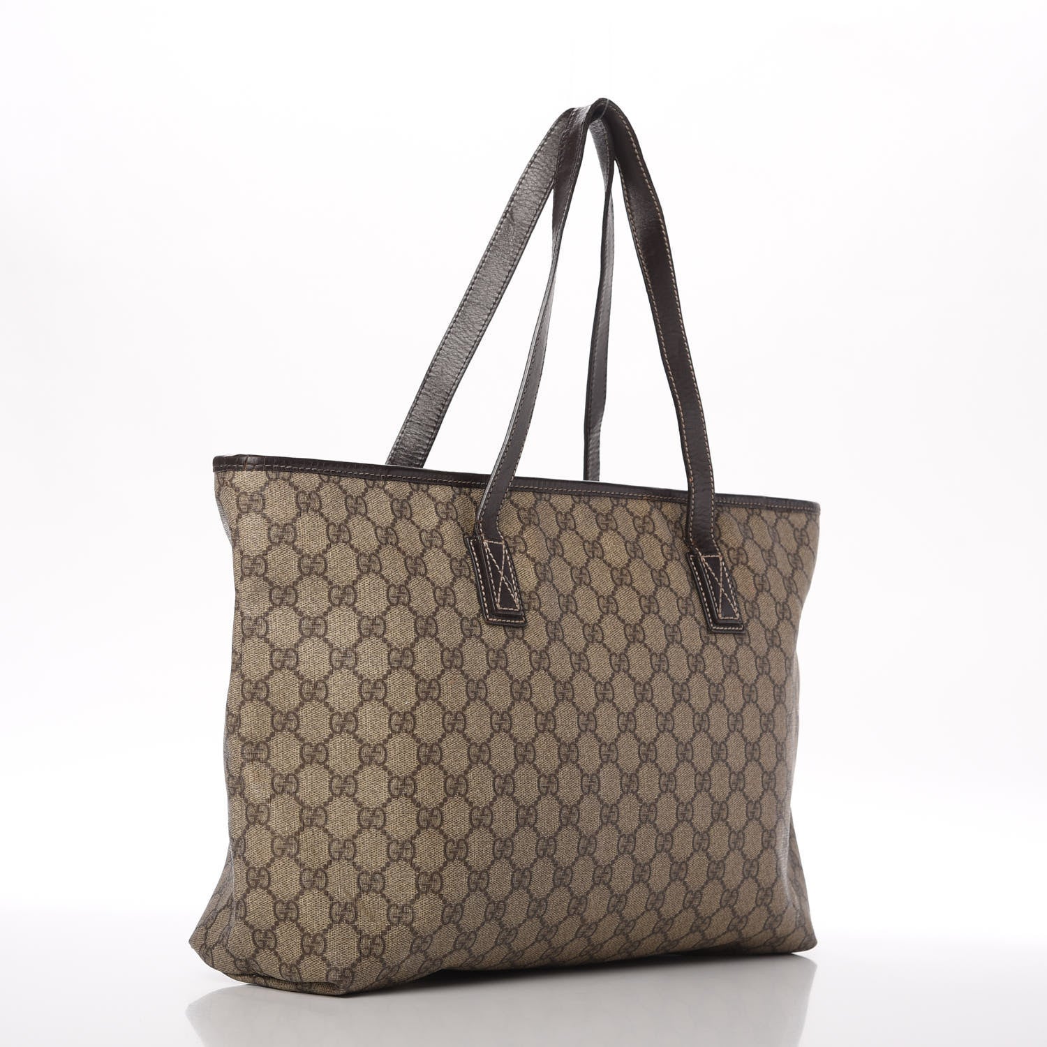 Gucci GG Supreme Monogram Medium Zippered Shopping Tote Dark Brown 3 of 19