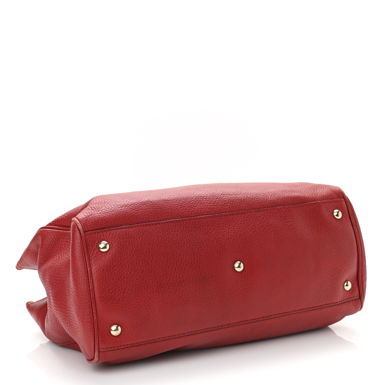 Gucci Pebbled Calfskin Medium Bamboo Shopper Tote Red 4 of 11