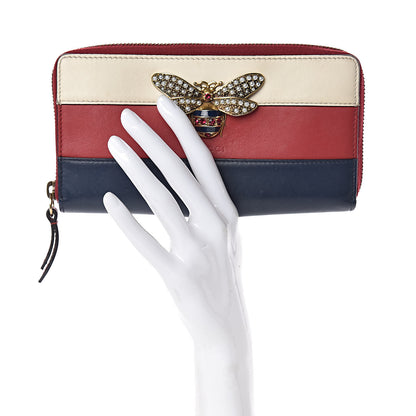 Gucci Calfskin Queen Margaret Zip Around Wallet Blue Agata Hibiscus Red Mystic White 2 of 10