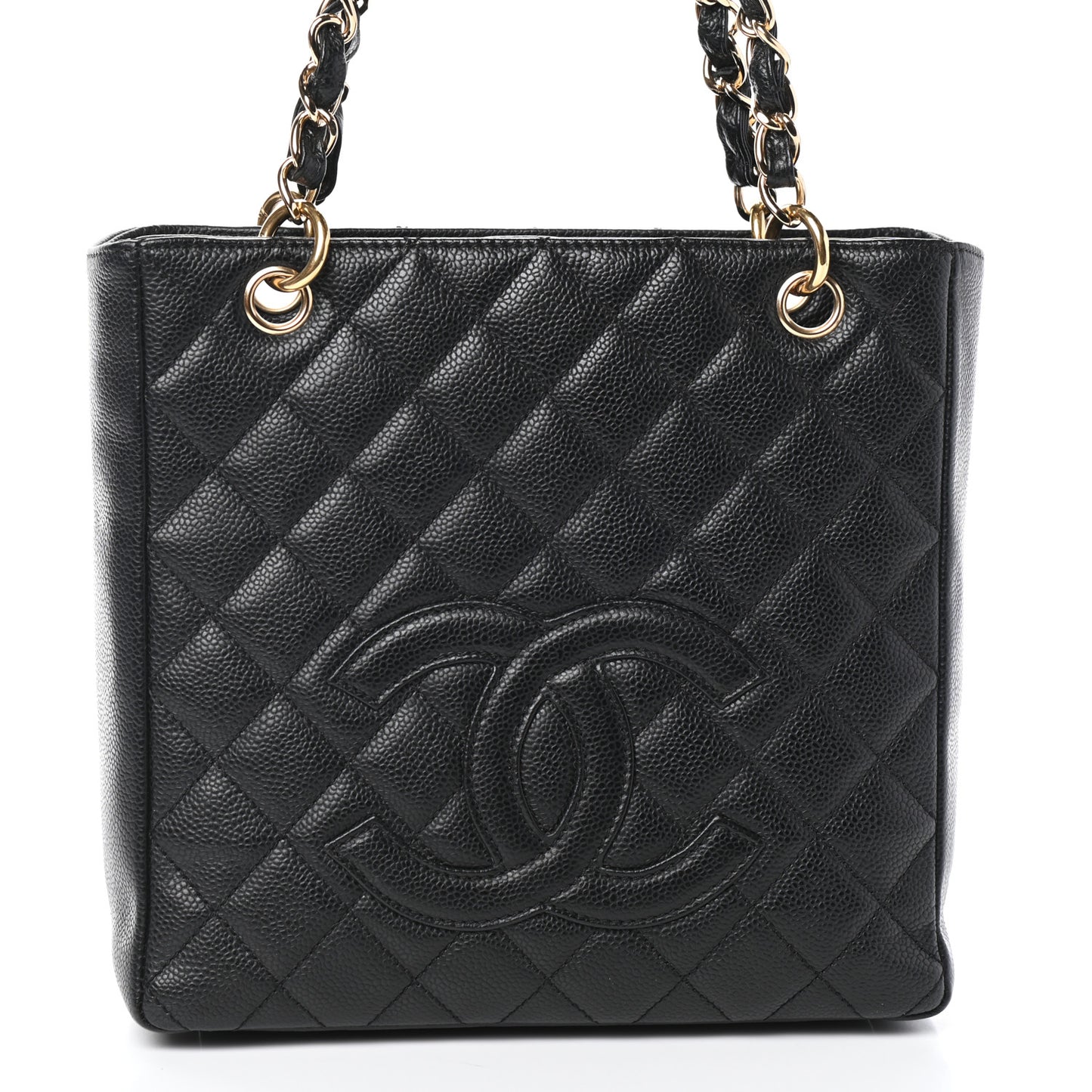Caviar Quilted Petit Shopping Tote PST Black