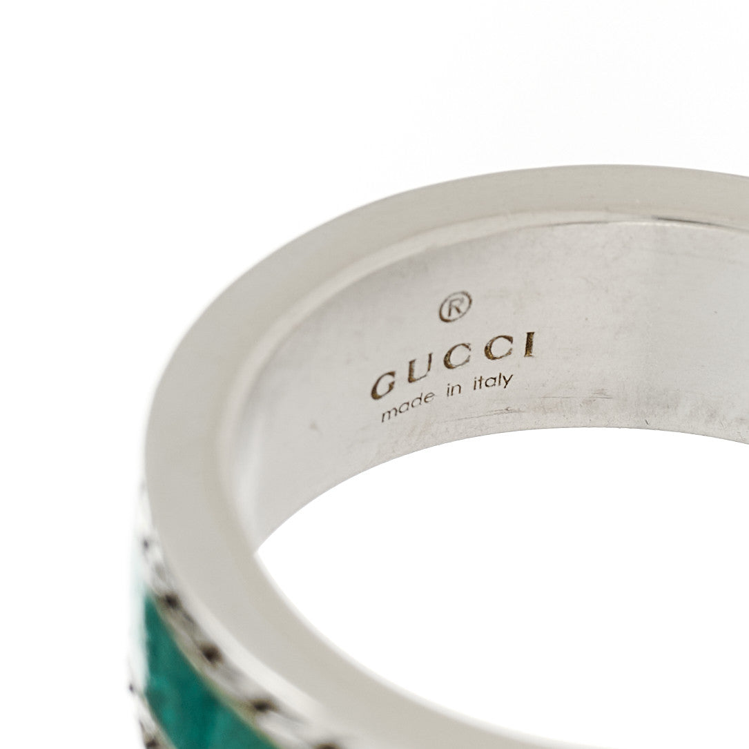 Gucci Sterling Silver Enamel Interlocking G ring 56 7.5 Turquoise 6 of 6