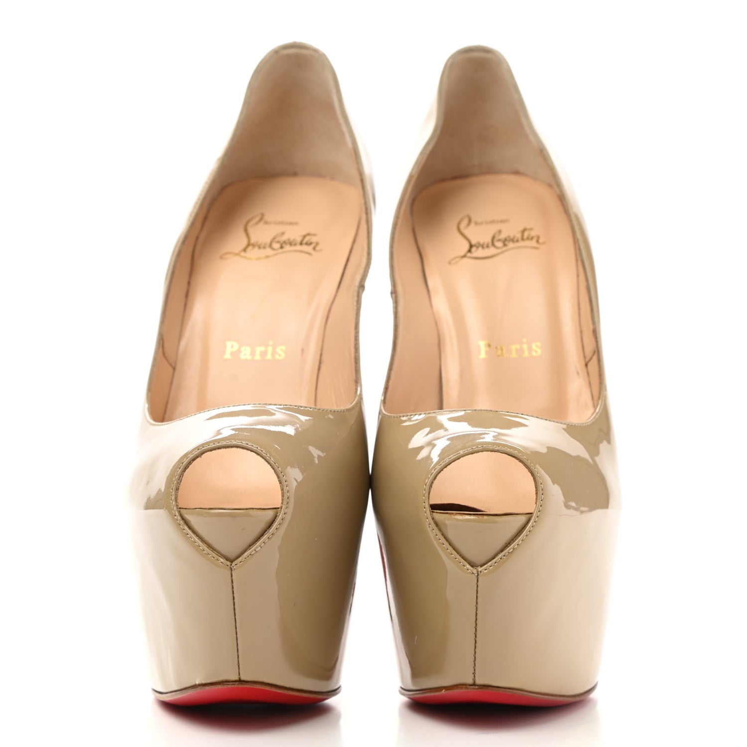 Christian Louboutin Patent Lady Peep 150 Pumps 37 Nude 3 of 11