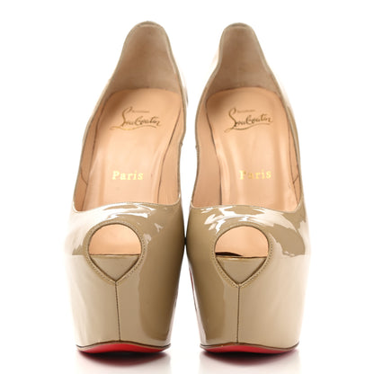 Christian Louboutin Patent Lady Peep 150 Pumps 37 Nude 3 of 11