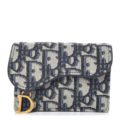 Christian Dior Oblique Saddle Card Holder Blue 1 of 7